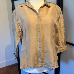 100% Silk Anna & Frank Women's Beige Gold Blouse